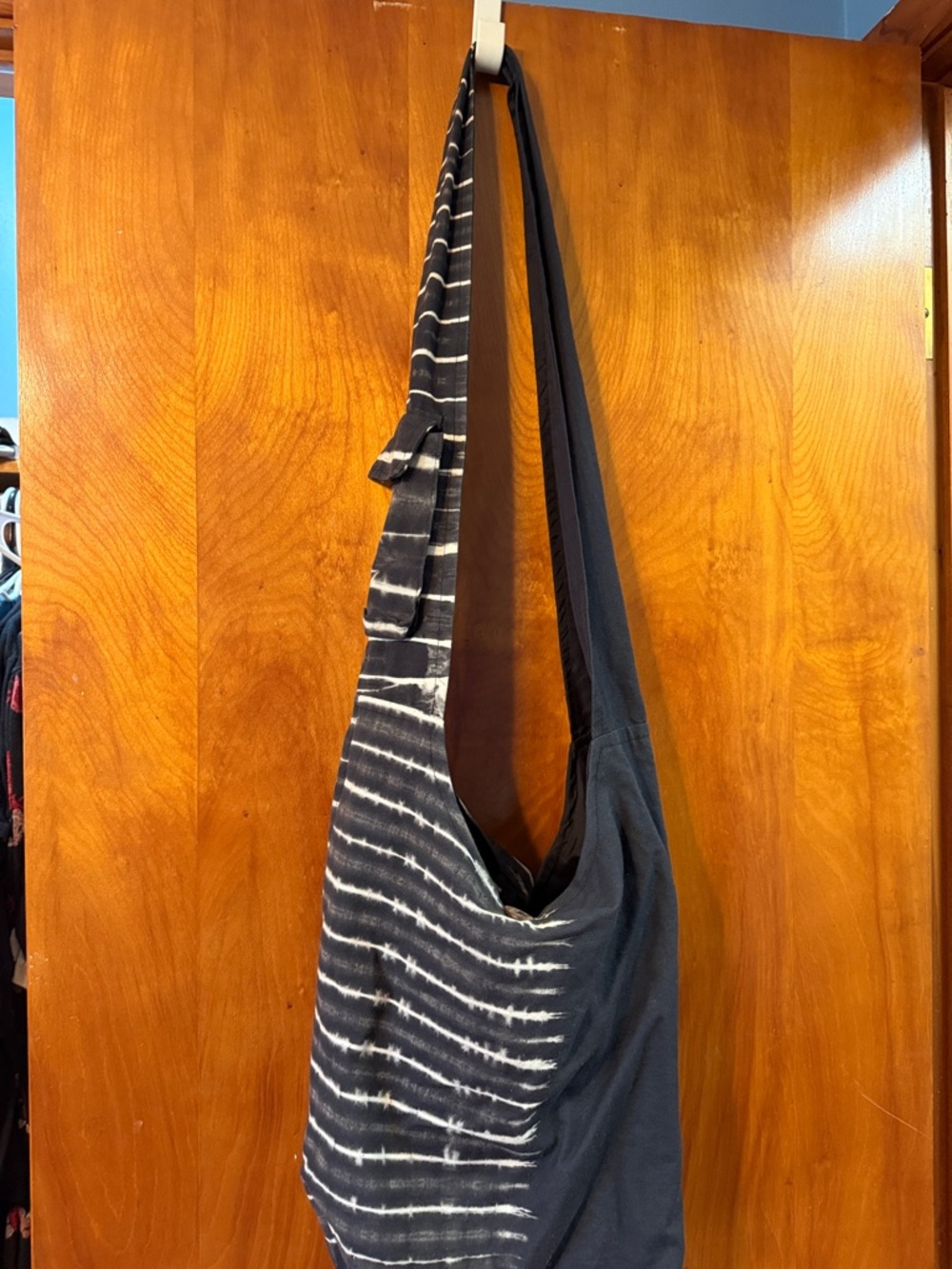 Tie-Dye Black Canvas Crossbody Sling Bag